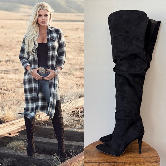 Jessica Simpson Ladee Over The Knee Boots Black 6.5 - Picture 1 of 9
